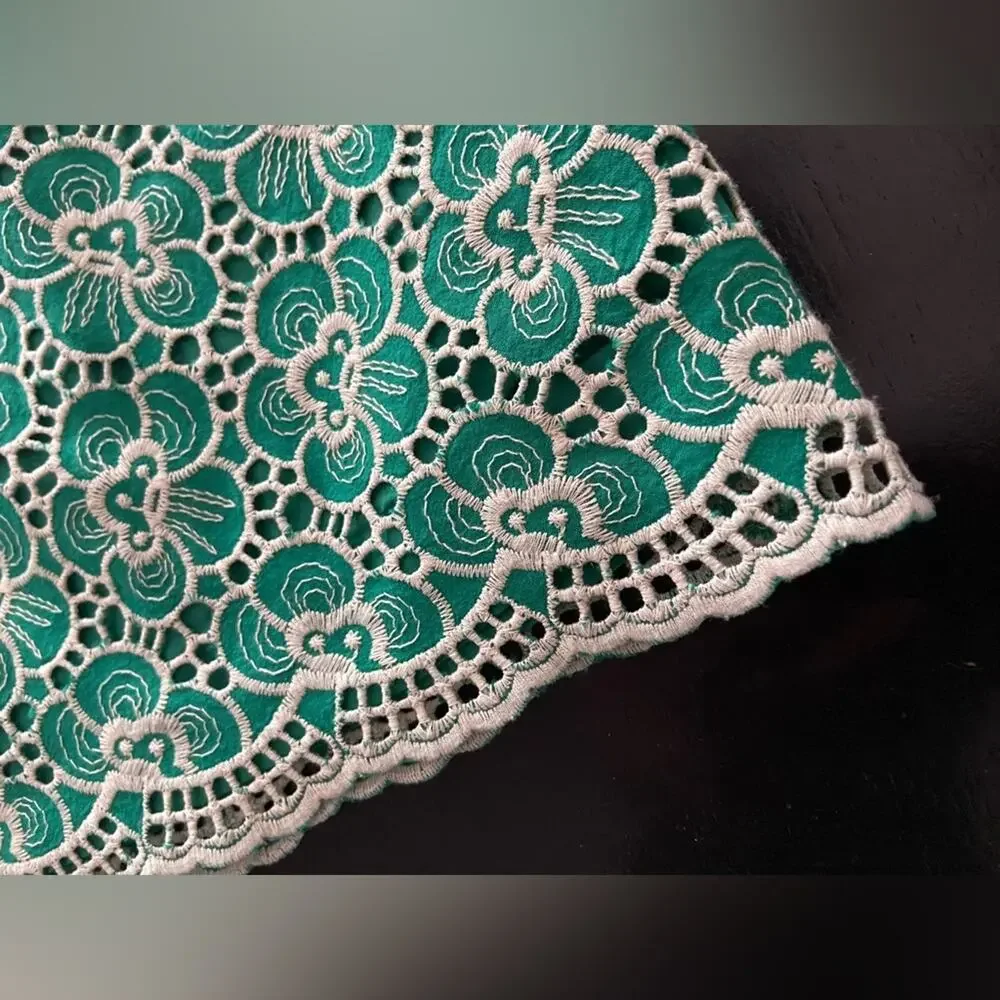 JCREW Green Embroidered Floral Mini Skirt sz 2